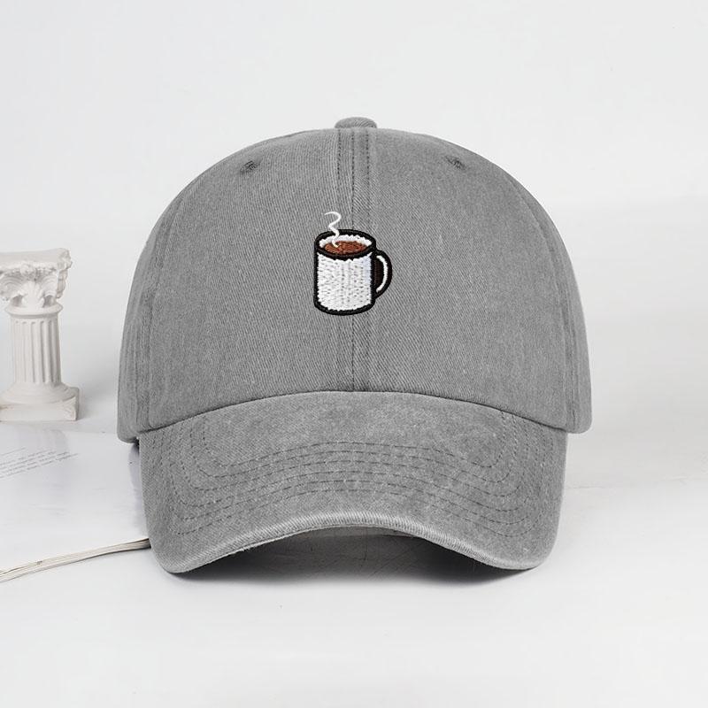 Berretto da Baseball Lavato con Ricamo di Tazza da Caffè – Cappello Solare Unisex Regolabile per Amanti del Caffè, Perfetto per Corsa e Pesca