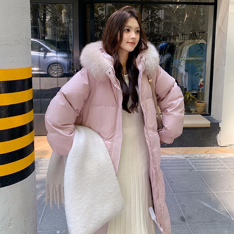 2024 Women's Extra-Long Korean Cotton Quilt Coat - Winter Over-the-Knee Loose Fit