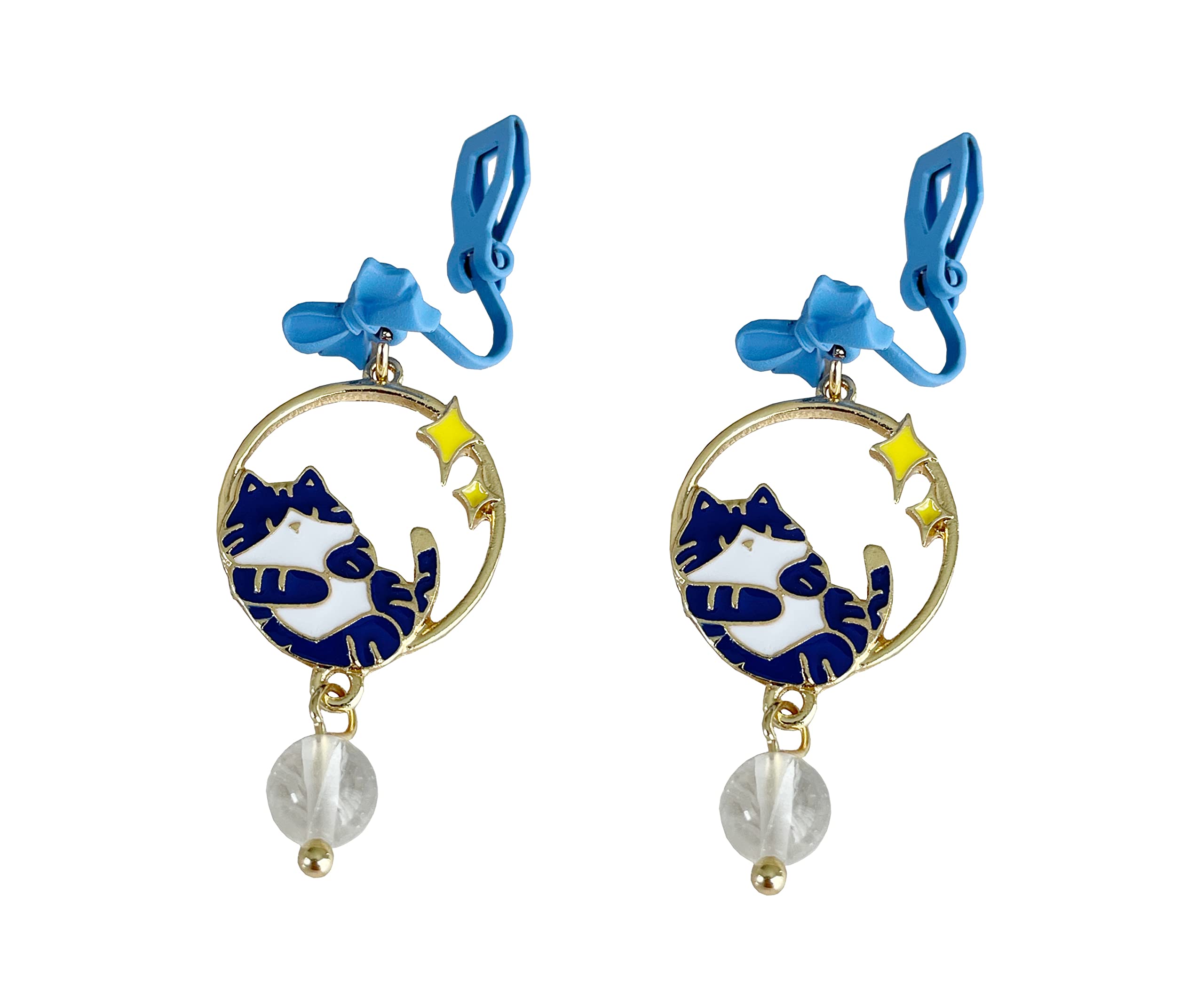 

Відчуй Кота та Блакитну Стрічку для Милого Подарунка Мармурові Сережки Жінки, Кіт, (Сережки) синій