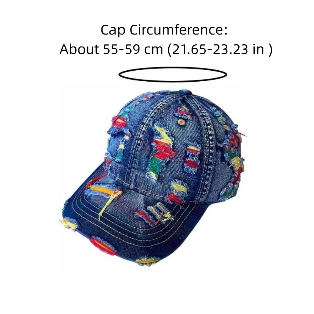 Adjustable Frayed Denim Baseball Cap Sunscreen Hip-hop Unisex Retro Peaked Hat Polyester Sunshade Distressed Colorful Casquette