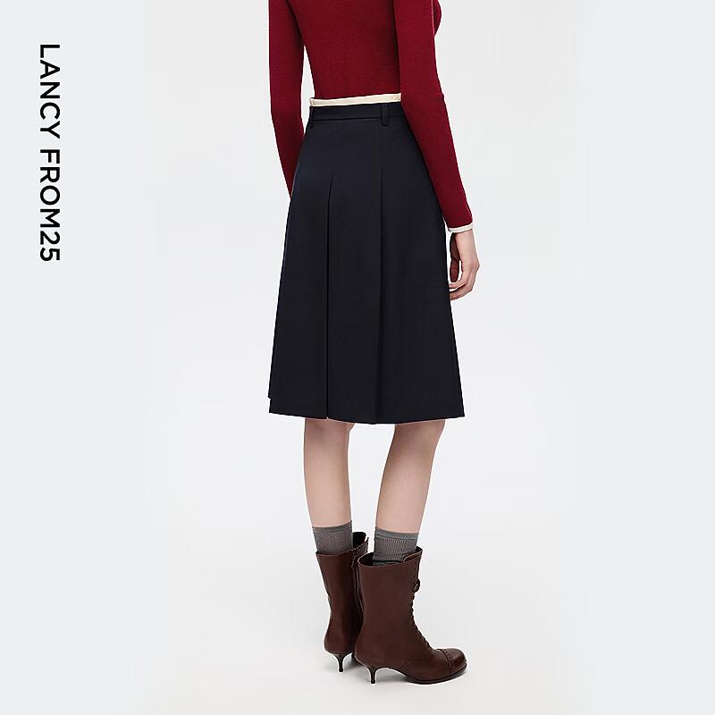 LANGZI EiLEEN ELITEE Wool Blend A-Line Pleated Skirt