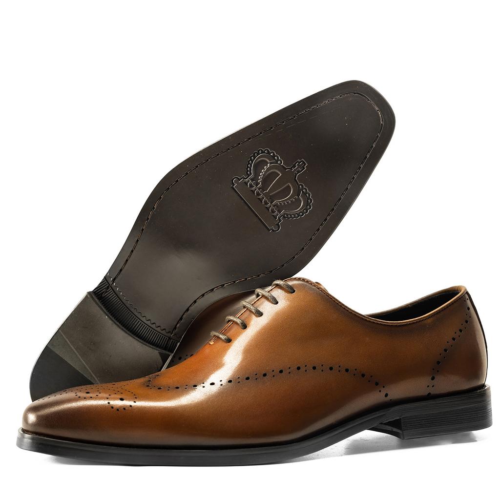 Top Grade Full Grain Leather Men Lace Up Wedding Brogues British Style Low Top Business Men Formal Dress Oxfords