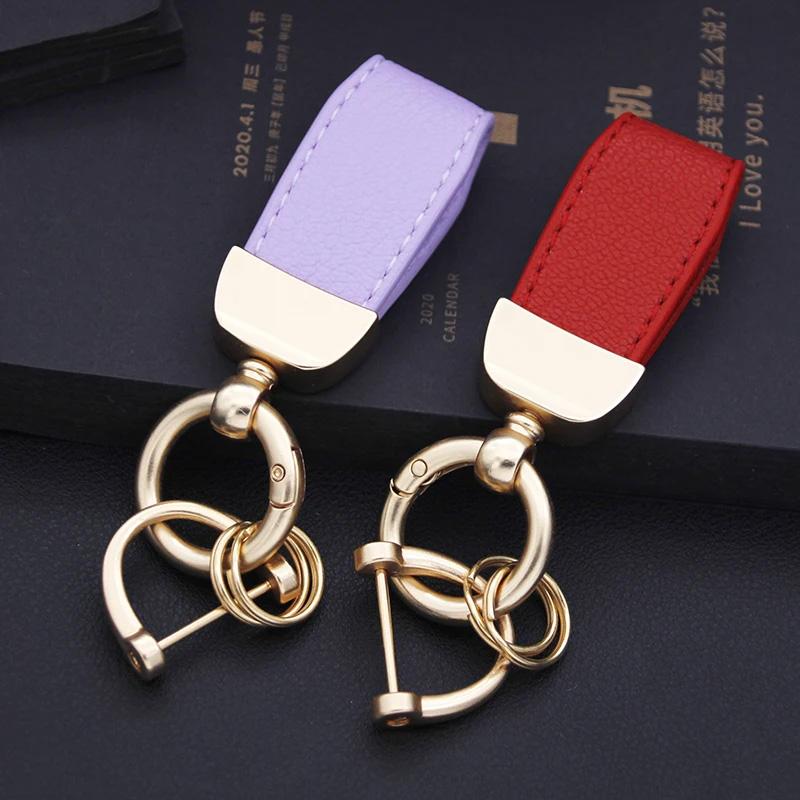 1PC Goat Pattern High-end Keyring New French Car Keychain Hardware Key Holder High Quality Lambskin Leather Keychain