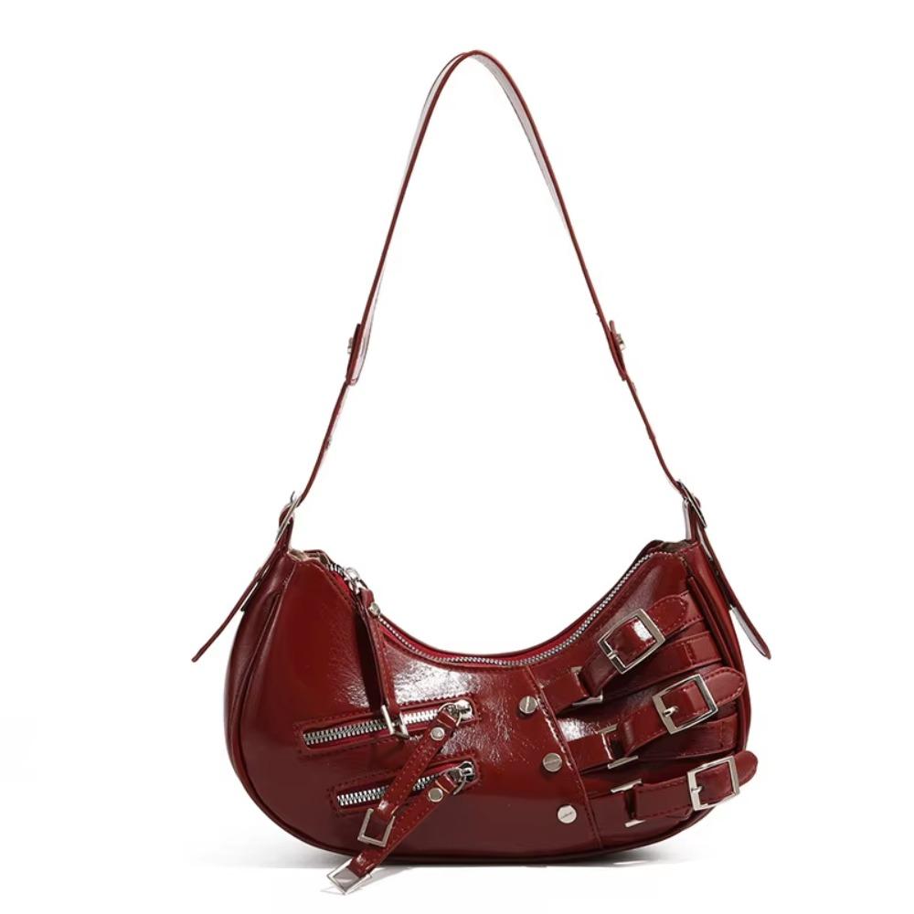 Spicy Girl Retro Rivet Shoulder Bag Pu Leather Motorcycle Bag Portable Locomotive Pack Streetwear