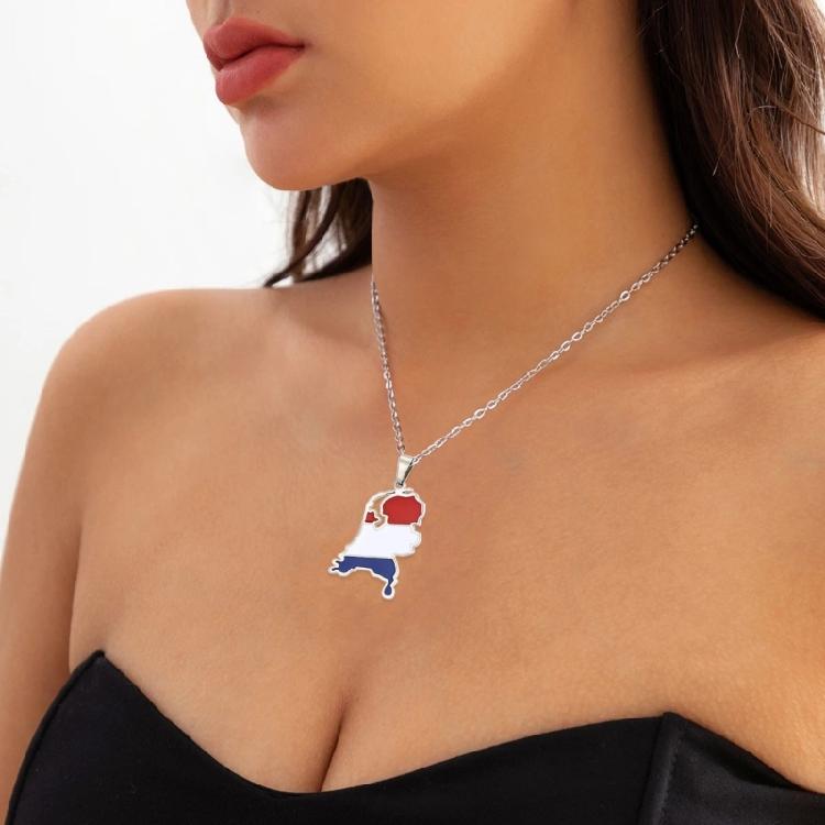 Collana Ciondolo Mappa Paesi Bassi Acciaio Inossidabile Fascino Bandiera Catena Collo Gioielli