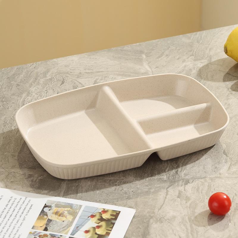 Fat Reduction Plate Divided Into Grid Rectangular Three-Grid Plate Breakfast Adults And Children Divided Into Plates Weight Loss Fruit Plate Canteen