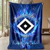 Hamburger SV Custom Name Text Flannel Blanket Soccer Logo Personalized Fleece Throw Blanket Special Gift For Sofa Bedroom Home