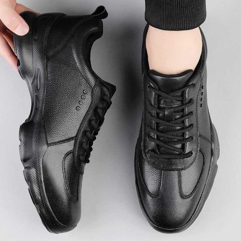 Fashion Men's Genuine Leather Sports Shoes Breathable Walking Sneakers Men Comfortable Outdoor Training Shoes All-match Men Casual Shoes