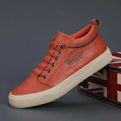 Moda Primavera Novos Sapatos Masculinos de Couro com Sola Macia e Antiderrapante Sapatos Casuais de Skate Sapatos para Dirigir