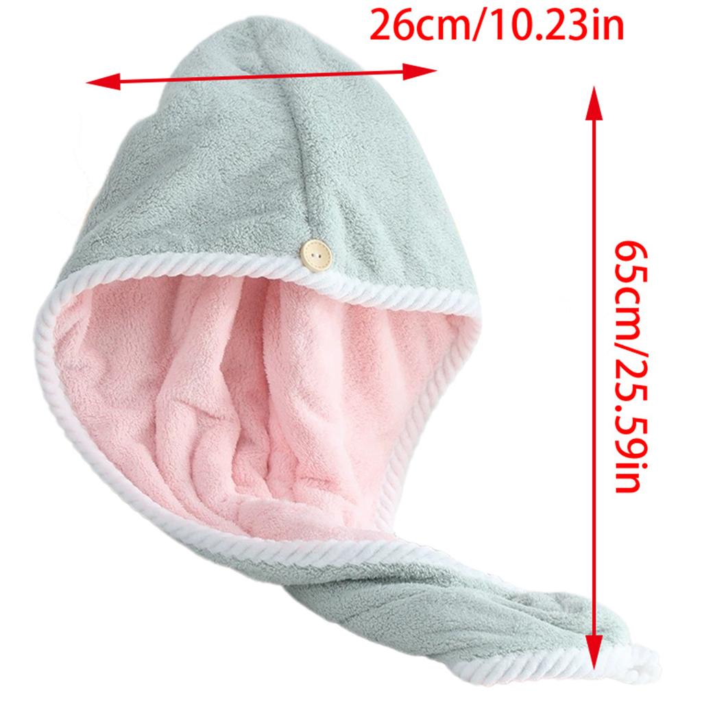 Soft and Absorbent Hair Drying Caps Coral Fleece Hair Towel Wrap for All Ages Button Closure Moisture Absorption