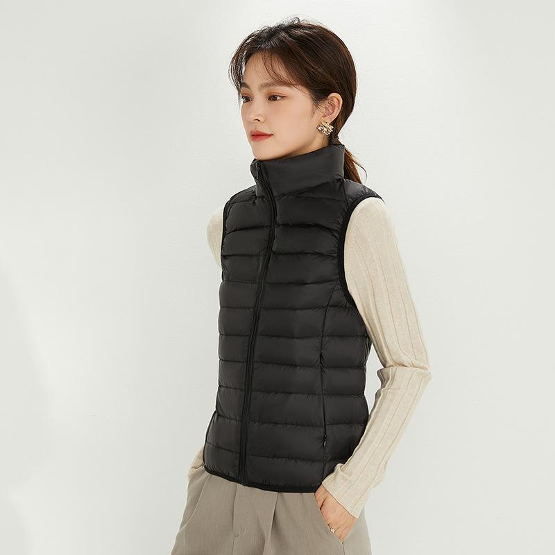 

ikTok autumn and winter new light and thin down jacket women s casual vest fashion vest stand-up collar vest 4XL чёрный