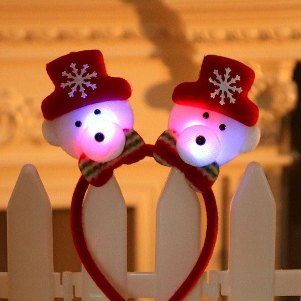 Snowman Christmas LED Headband Red Santa Hairband Snowman LED Light Headband  New Year's Eve