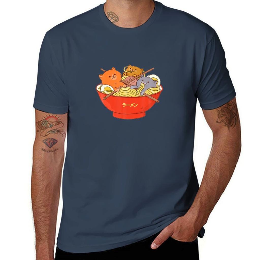 Kawaii Anime Cat Shirt Japanese Ramen Noodles Gift TShirt T Shirt T-Shirt Graphic T Shirts for Man T-Shirt