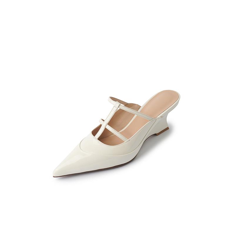 Fashion New Cover Toe Summer Slippers Summer Shoes High Heel Sandals for Women Fashion Slipsole Patent Leather Slippers Ladies Shoes