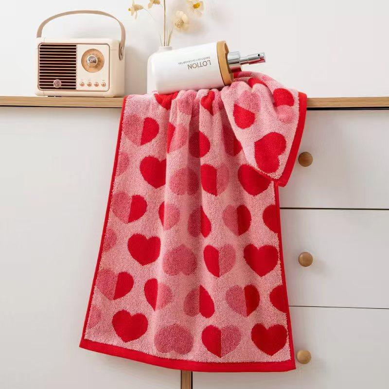 Wedding Cotton Towel Wedding Happy Towel Gift Red Wash Face Towel Wedding Cotton Towels Comfortable Textile Towels for The Home