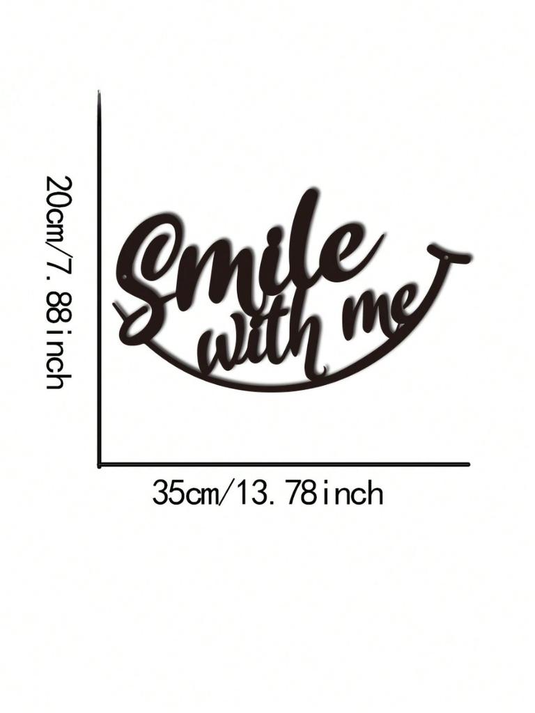 PC Positive Affirmation Iron Wall Art "Smile With Me" Black Metal Sign Distressed Finish Uplifting Decor Gift