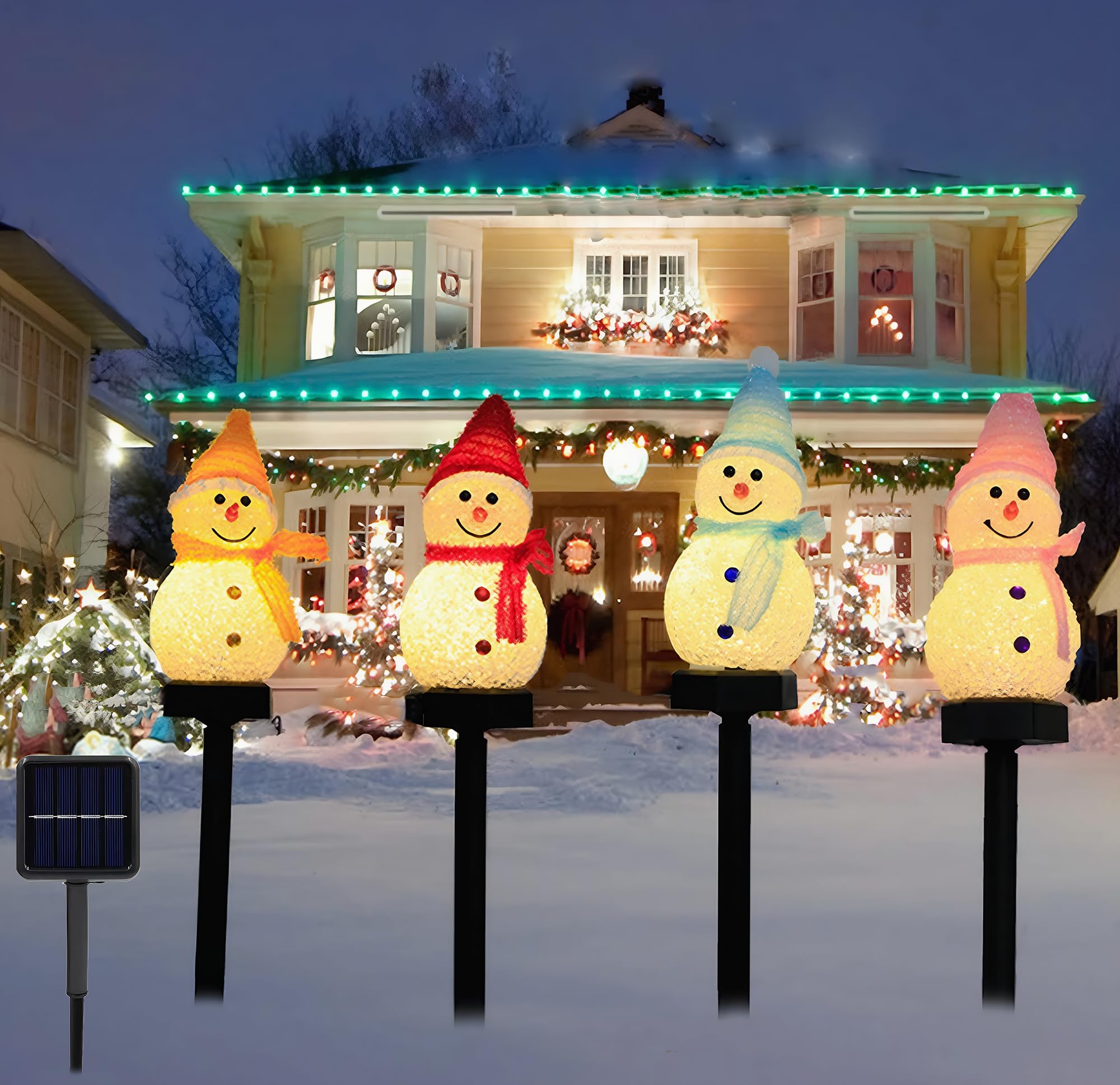 

HY-MS Christmas Snowman Light Solar Garden Light, Outdoor Waterproof Christmas Decoration with LED Lights for Atmosphere, Automatic Turn-On, Garden