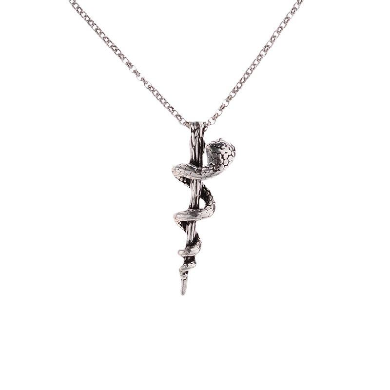 Cobra Vintage Thai Silver Scepter Necklace Female Hip Hop Personality Harry Potter Same Necklace