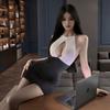 New pure desire erotic underwear sexy neck strap hip skirt female secretary uniform temptation no pajamas