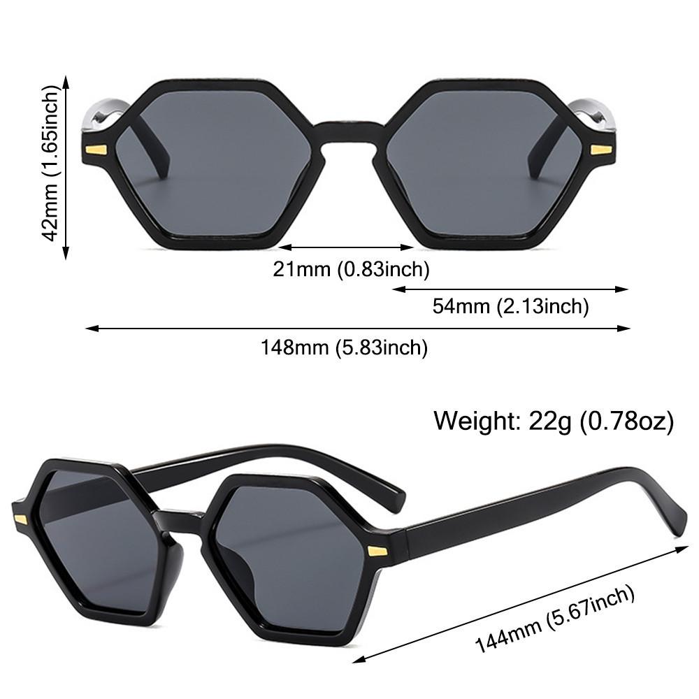 Trendy Hexagonal Small Frame Sunglasses Hip-Hop Style Uv400 Rivets Decoration Shades Sun Glasses For Women & Men