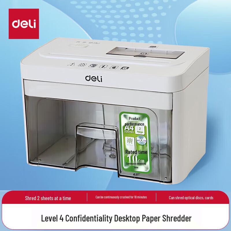 

Deli Level 4 Security Desktop Paper Shredder CN plug (adapter included)