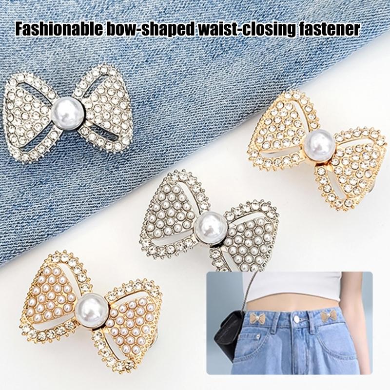 10Pcs Elegant Bowknot Waist Cincher Buckles Clasps Alloy Metal Waist Tighteners Waistband Adjusters For Jeans Trousers