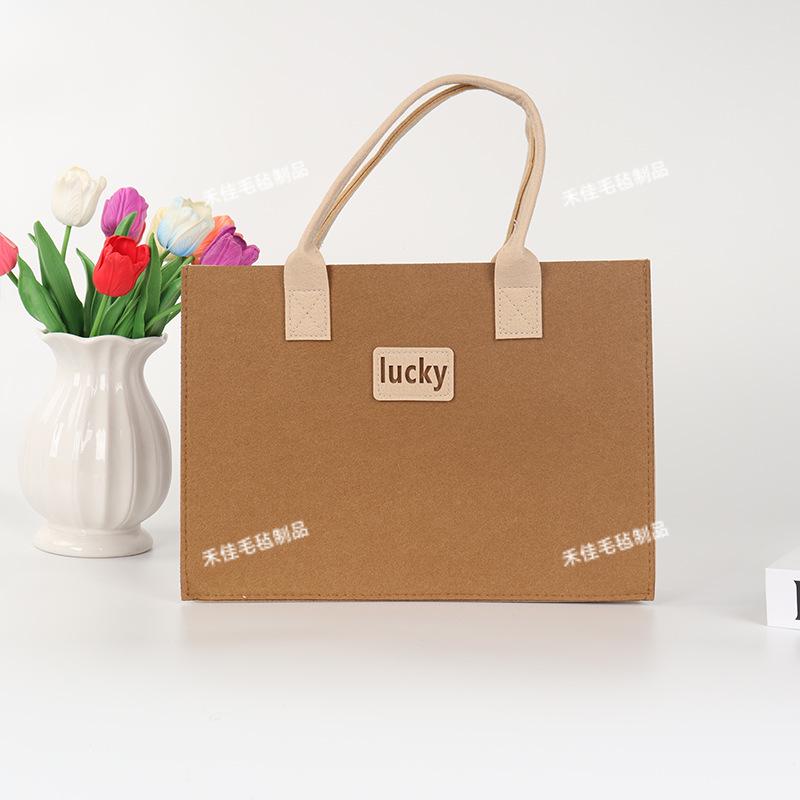 Stylish Color Block Felt Tote Bag - Large Capacity, Customizable for Gifts & Business