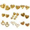 Love Heart Designs Oversized Studs Earrings Comfortable Hypoallergenically Gold Plated Zinc Alloy Accessories