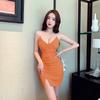 Sexy dress women's dress low-cut V-neck waist slim and thin temperament fashionable suspender nightclub skirt