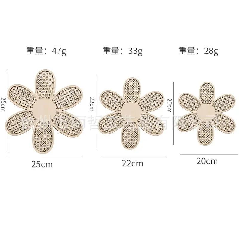

Top Quality Wooden Imitation Rattan Patterned Wall Art Pendant Bohemian Chrysanthemum Wall Decoration Home Living Room Wall