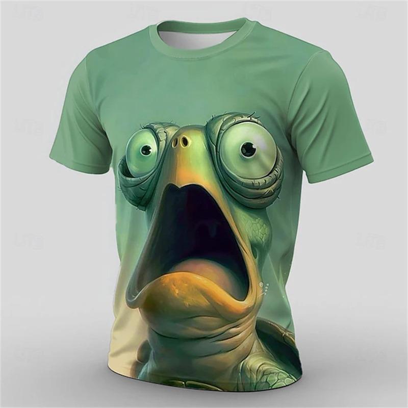 Men’s fun cat-themed short-sleeve T-shirt, 3D printed design, street style, loose fit