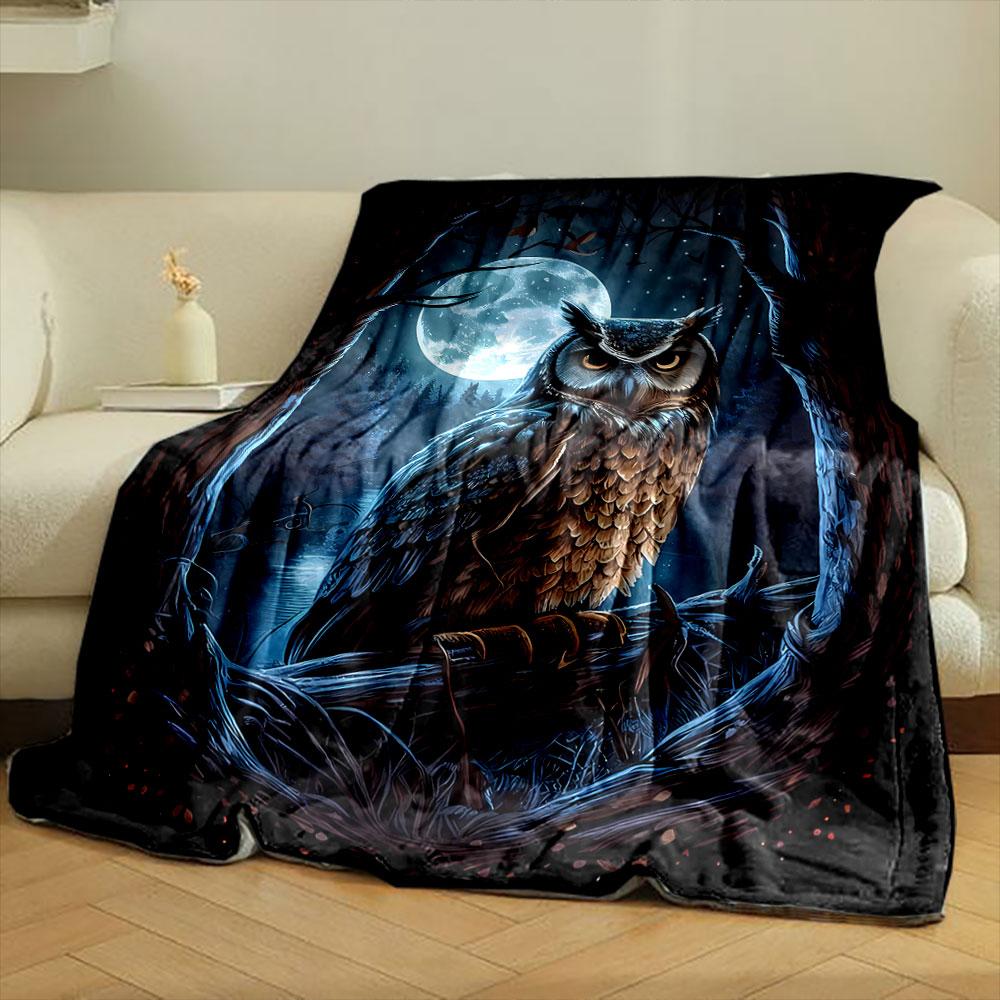 Couverture Forêt de Hiboux au Clair de Lune Couverture de Chambre à Coucher pour Salon Canapé pause déjeuner Couverture douce pour Festival d'un Ami Cadeau