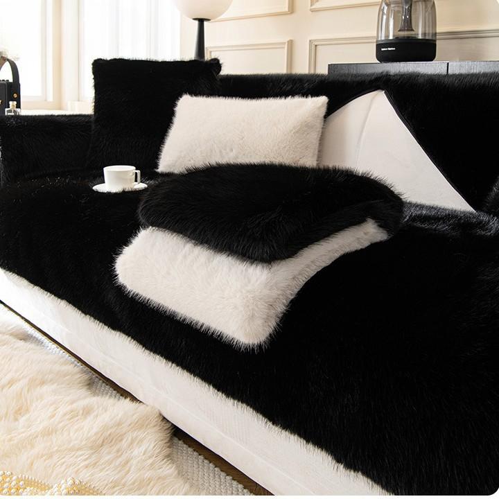 1 Stück Imitation Kaninchen Plüsch Sofabezug Dick Plüsch Winter Sofa Überwurf, Couchbezug Möbelbeschützer Für Schlafzimmer Büro Wohnzimmer Heimdeko