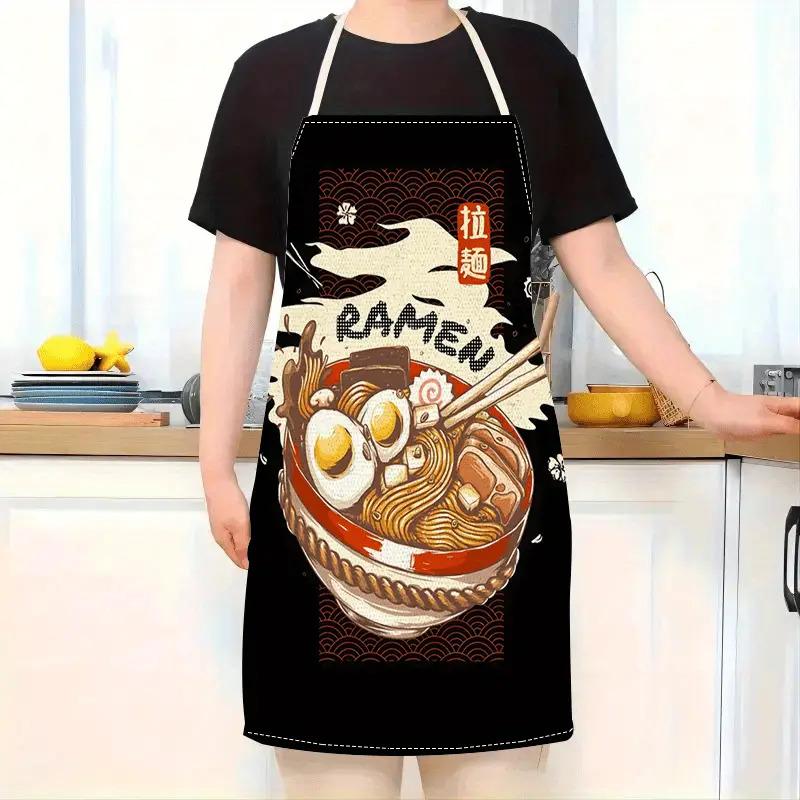 1pc Ramen Noodle Apron Linen Japanese Food Art Kitchen Chef Gift Cooking Baking Restaurant Decor Anime Style Gift