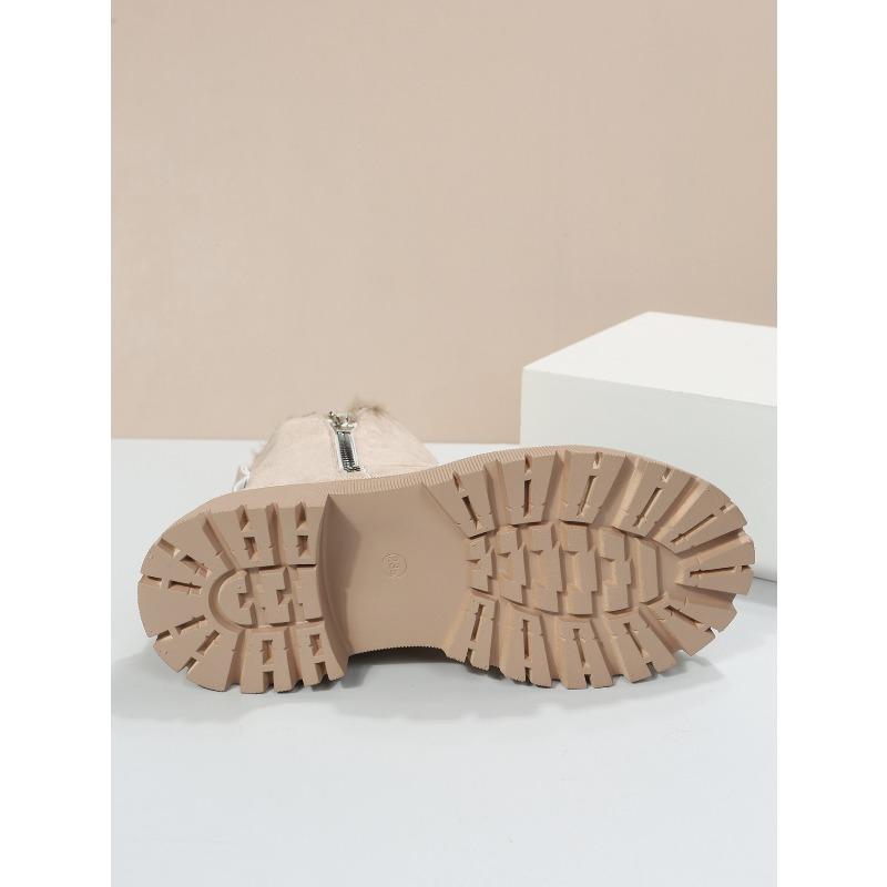 Women's Snow Boots Autumn and Winter European and American Cross-border New Large-size Velvet Thick-soled Thermal Cotton Shoes Martin Boots