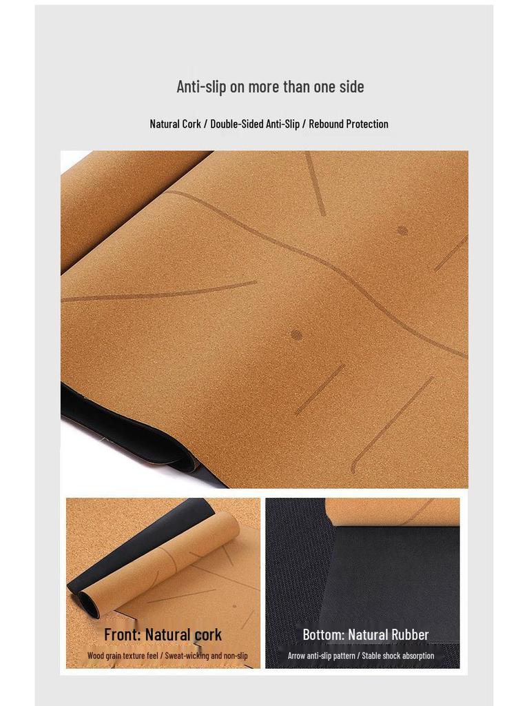 Professional Non-Slip Sweat-Absorbent Cork Rubber Yoga Mat for Hot Yoga and Fitness