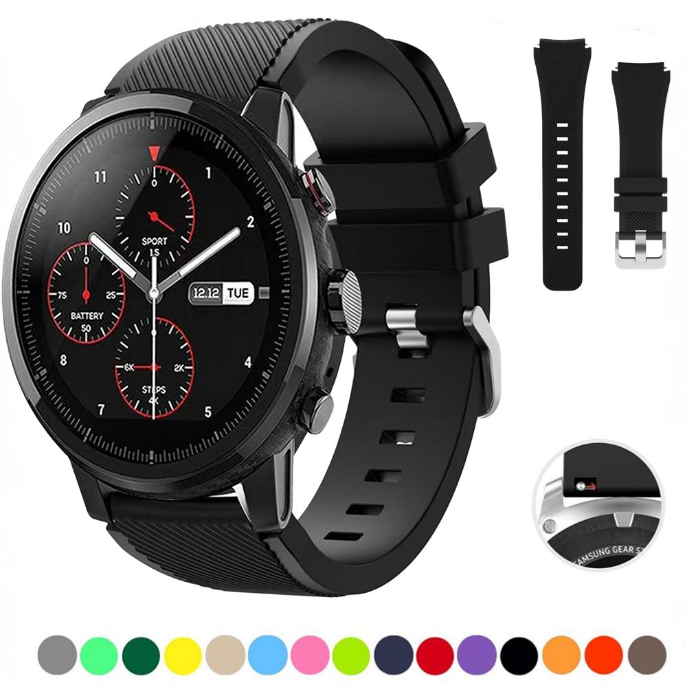 Classic 22mm Silicone Band for Samsung Watch 3/Gear S3 Frontier/Huawei Watch 3/3 Pro/GT/2 Sports Wristband for Amazfit GTR/Stratos/Pace