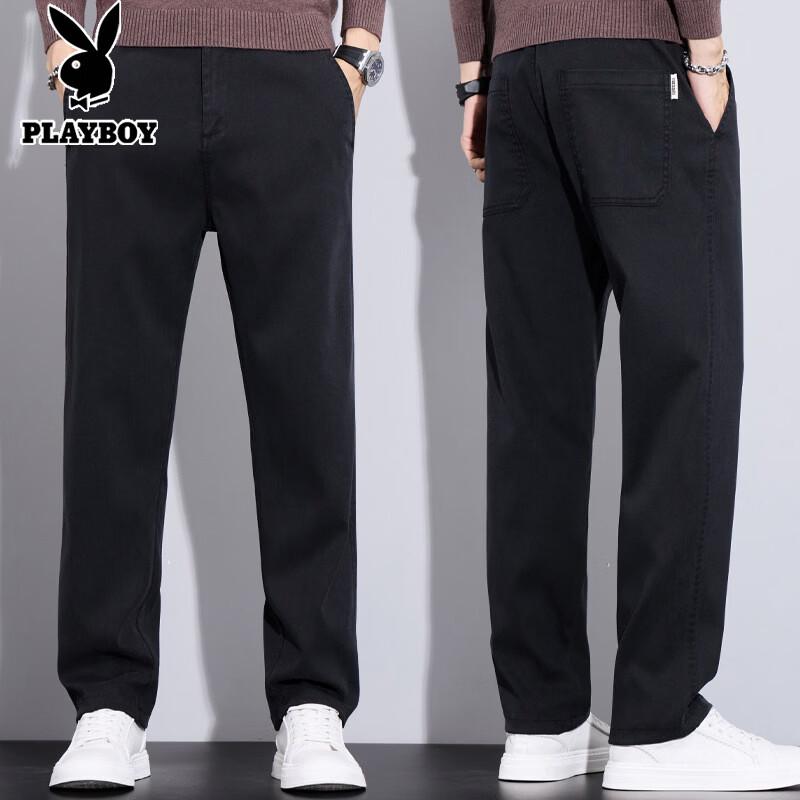 PLAYBOY Men's Autumn Winter Loose Straight Casual Pants