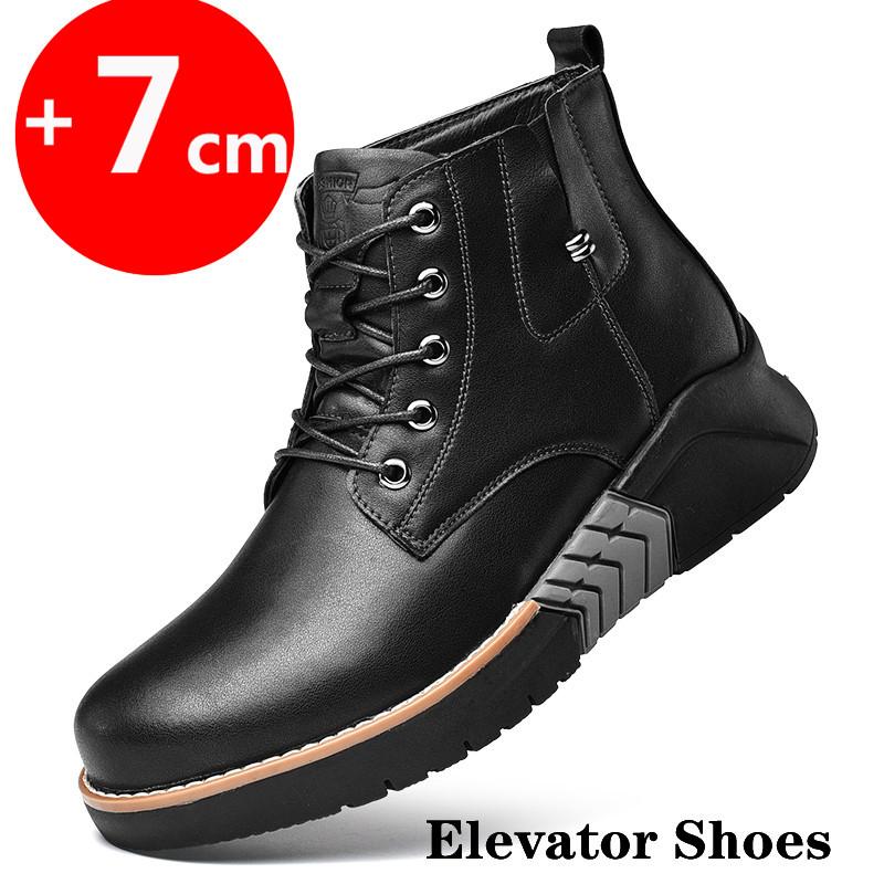 Мужские ботинки Martin, обувь, увеличивающая рост, мужская увеличивающая стелька, кожаная мотоциклетная зимняя мода 7 см 38