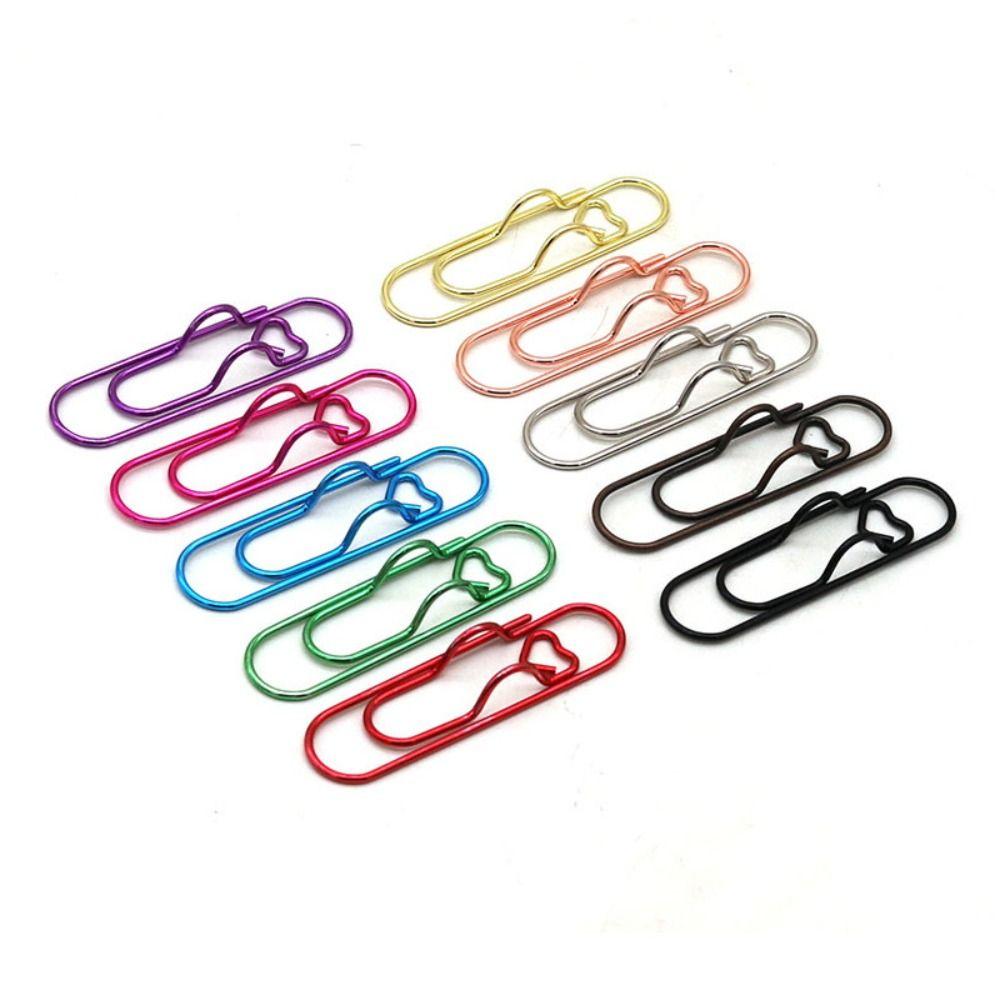 10pcs Paper Fix Clips Paper Clips Colorful Bookmarks Office Multi-functional Pen Holder  Metal