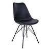 2 Black Leather Dining Table Chairs with Black Legs