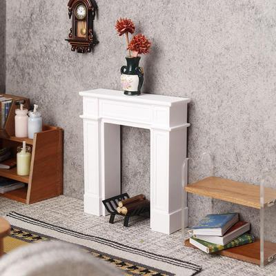 1Pcs Dollhouse Miniature European-Style Home Living Room Cabinets American Retro Storage Fireplace Background Decor Furniture