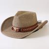 Popolare cappello da cowboy western classico europeo e americano intrecciato in paglia per uomo e donna moda outdoor stile OL cappello a cilindro intrecciato