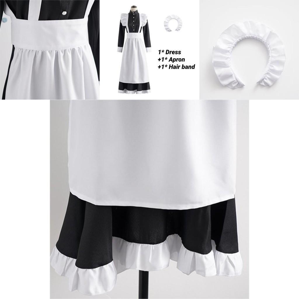 English Style Pearl Lace Long Maid Costume Perfect For Cosplay And Coffee Shop