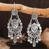 1 Pair Vintage Bohemian Hollow Heart Flower Tassel Earrings,  Personalized Party Jewelry Gift for Women