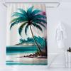 Modern Watercolor Plant Coconut Tree Shower Curtain with Hooks Waterproof and Minimalist Design for Bathroom Home Decor Curtain
