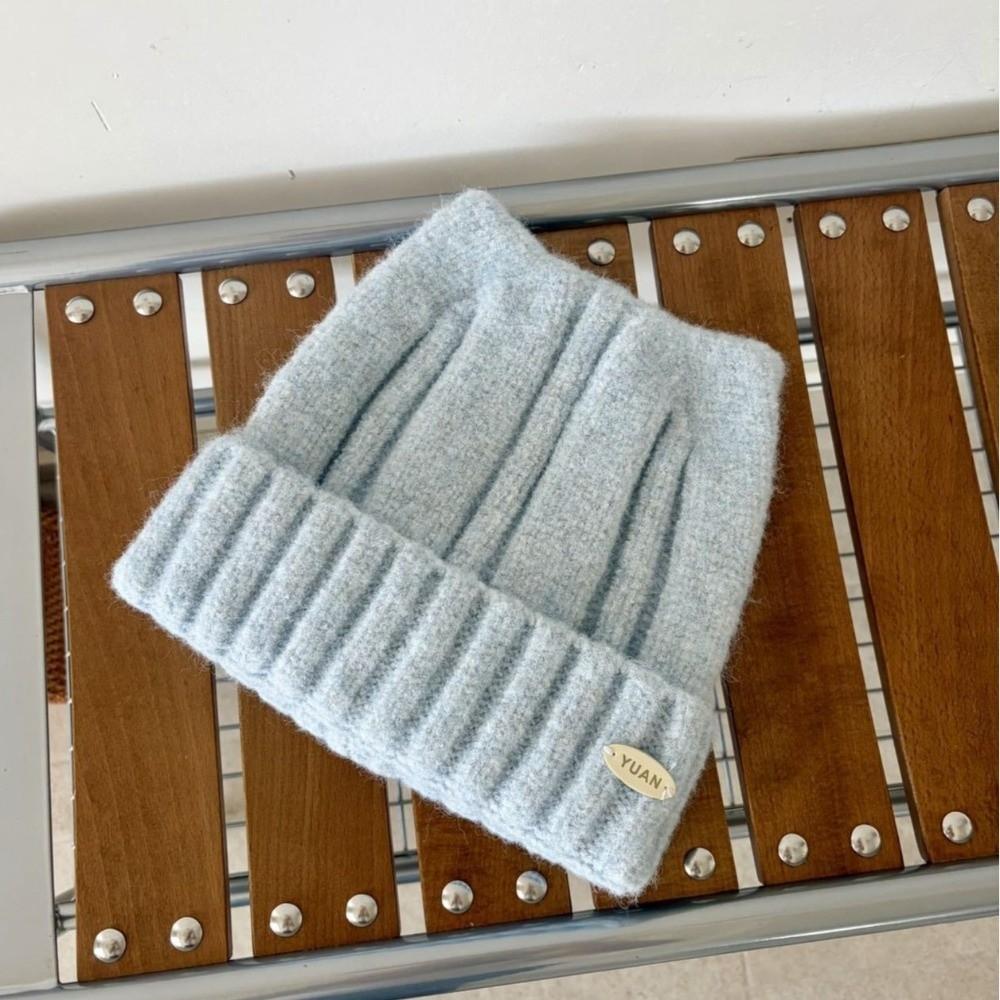 Cat Ear Ribbed Knitted Beanie Polyester Winter Warm Hat Soft Stretchy Beanie Hat Cold Weather