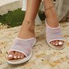 Women's Colorful Knit Flat Slide Sandals Breathable Mesh Casual Summer Slippers