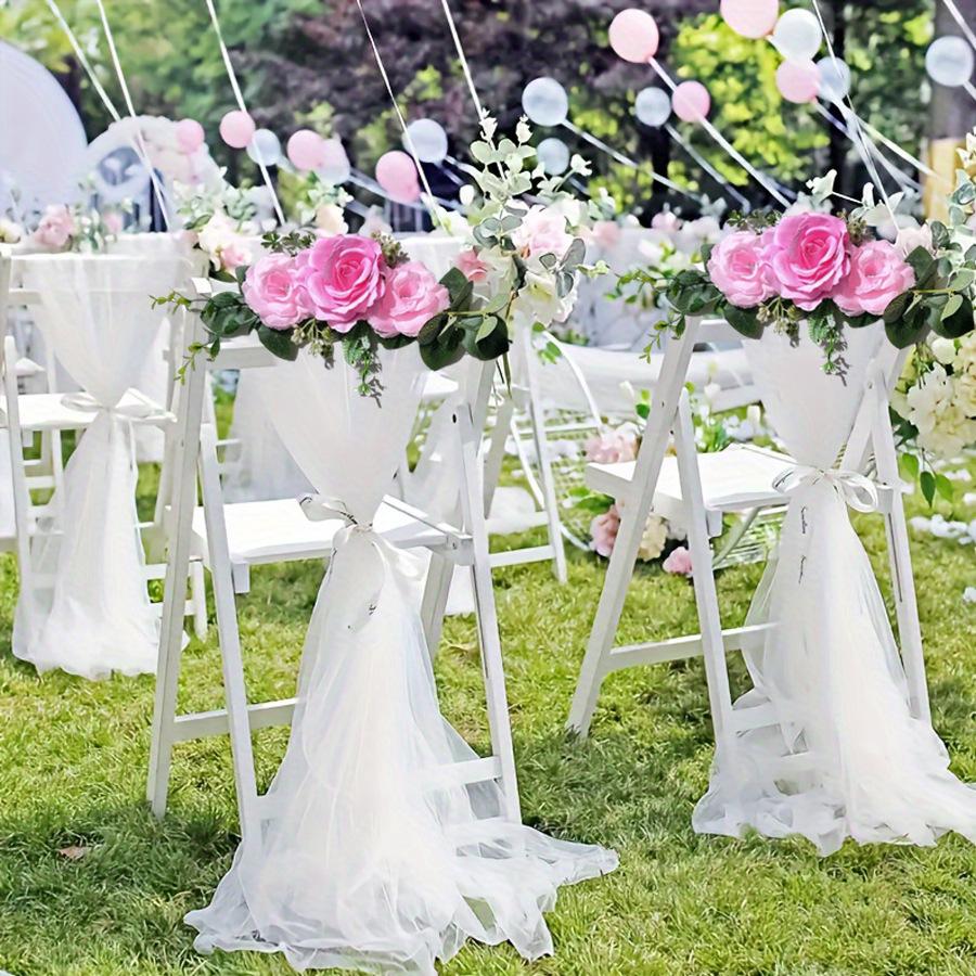 2 Adet Dış Mekan Yapay Gül Çok Renkli Sandalye Arkası Çiçek Kemer Köşe Çiçeği