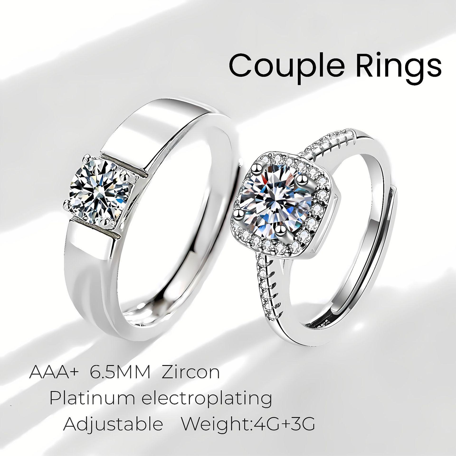 

Adjustable Minimalist Couple Rings – Wedding Diamond Band for Lovers One Size